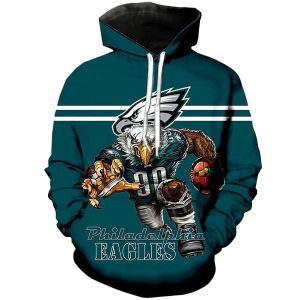 Philadelphia Eagles Mascot Dark Green Pattern All Over Print Hoodie