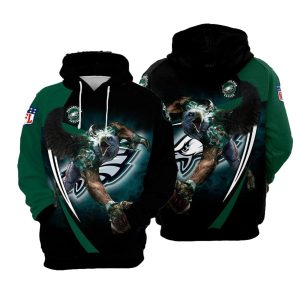 Philadelphia Eagles Player Black And Dark Green All Over Print Hoodie