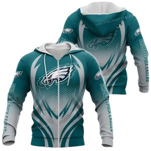 Philadelphia Eagles Logo Halftone Pattern All Over Print Hoodie