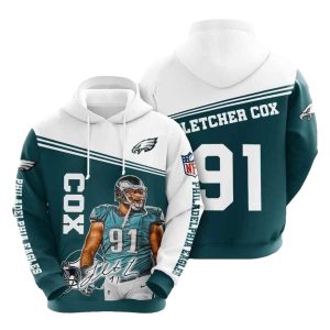 Philadelphia Eagles Fletcher Cox Signature 91 All Over Print Hoodie