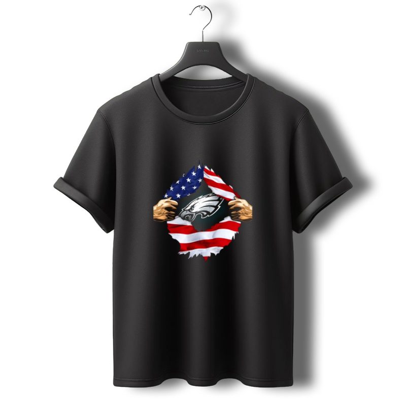 Philadelphia Eagles American Flag Rip T Shirt T Shirt 0 1