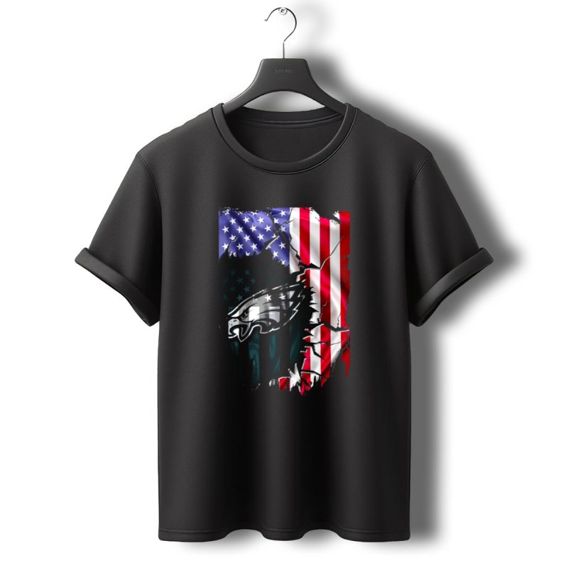 Philadelphia Eagles American Flag Ripped T Shirt T Shirt 0 1