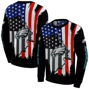 Philadelphia Eagles American Pride Black AOP Sweatshirt
