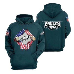Philadelphia Eagles American Ripped All Over Print Hoodie