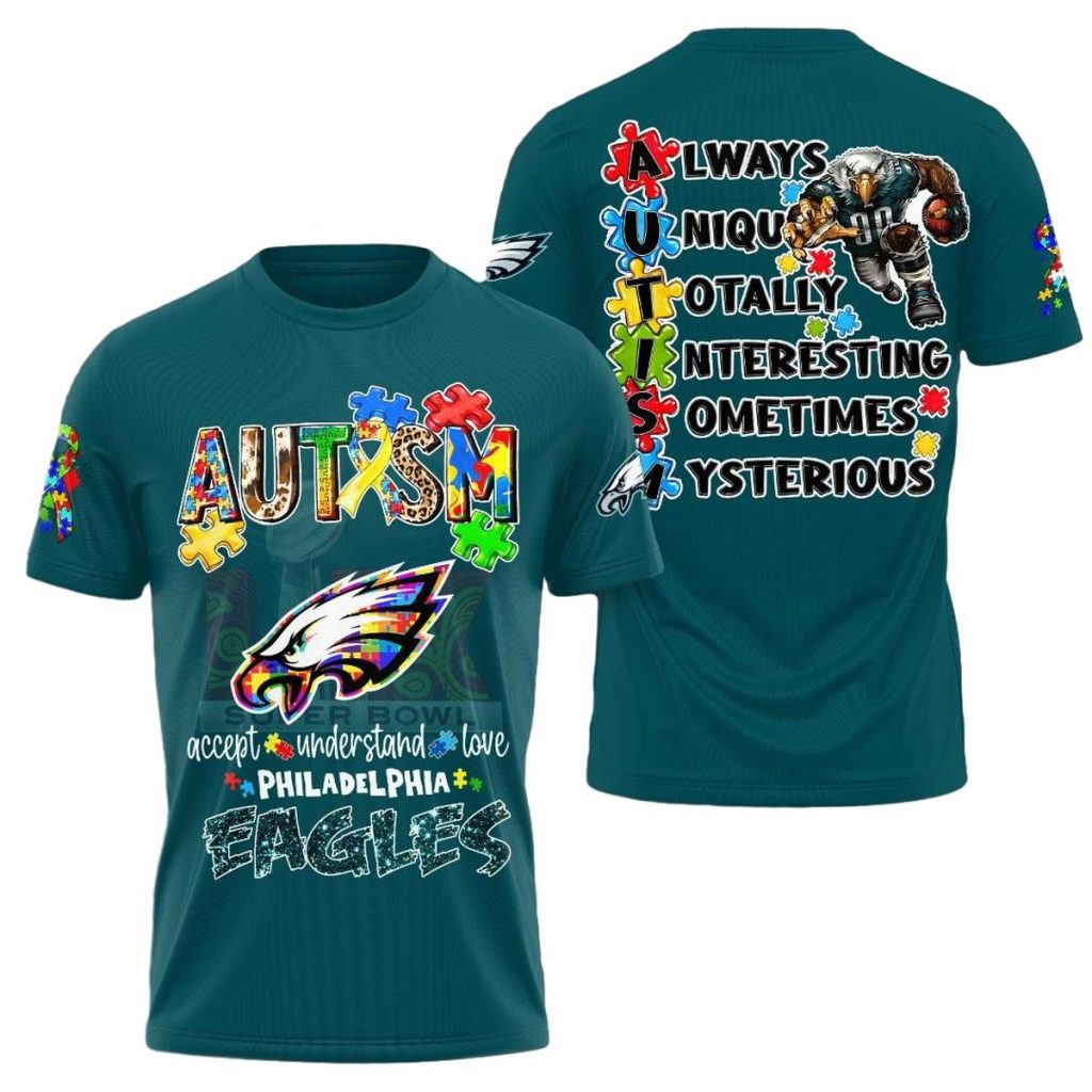 Philadelphia Eagles And Autism Awareness Aop Tshirt