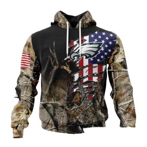 Personalized Philadelphia Eagles Army Camo USA Flag All Over Print Hoodie