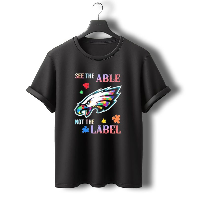 Philadelphia Eagles Autism See The Able Not The Label Puzzle Logo T Shirt T Shirt 0 1