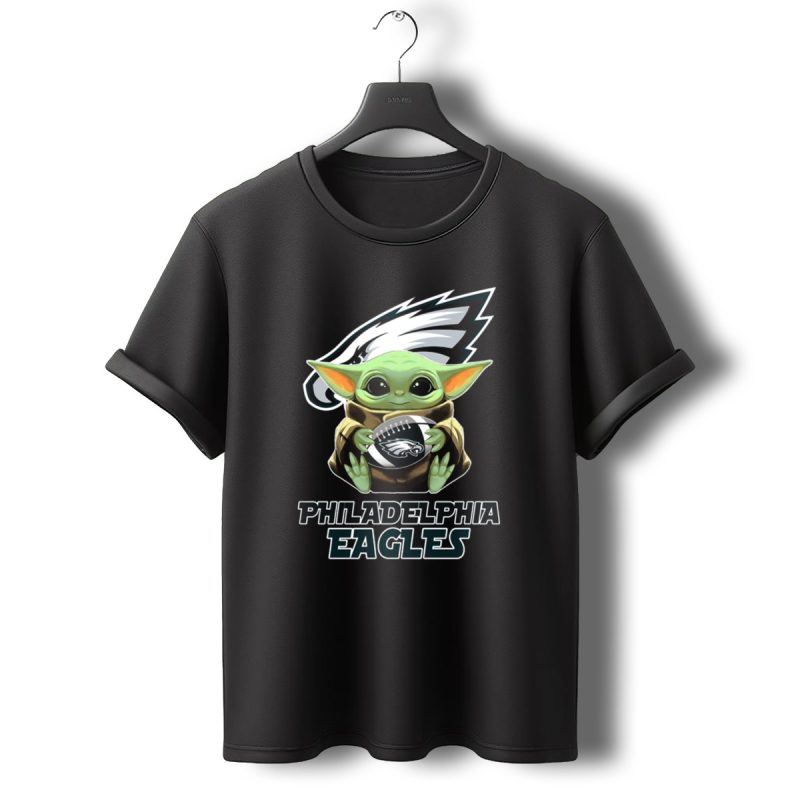 Philadelphia Eagles Baby Yoda Football T Shirt T Shirt 0 1