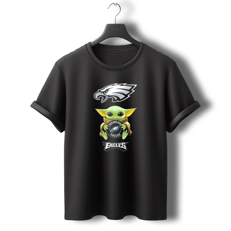 Philadelphia Eagles Baby Yoda Hugging Team T Shirt T Shirt 0 1