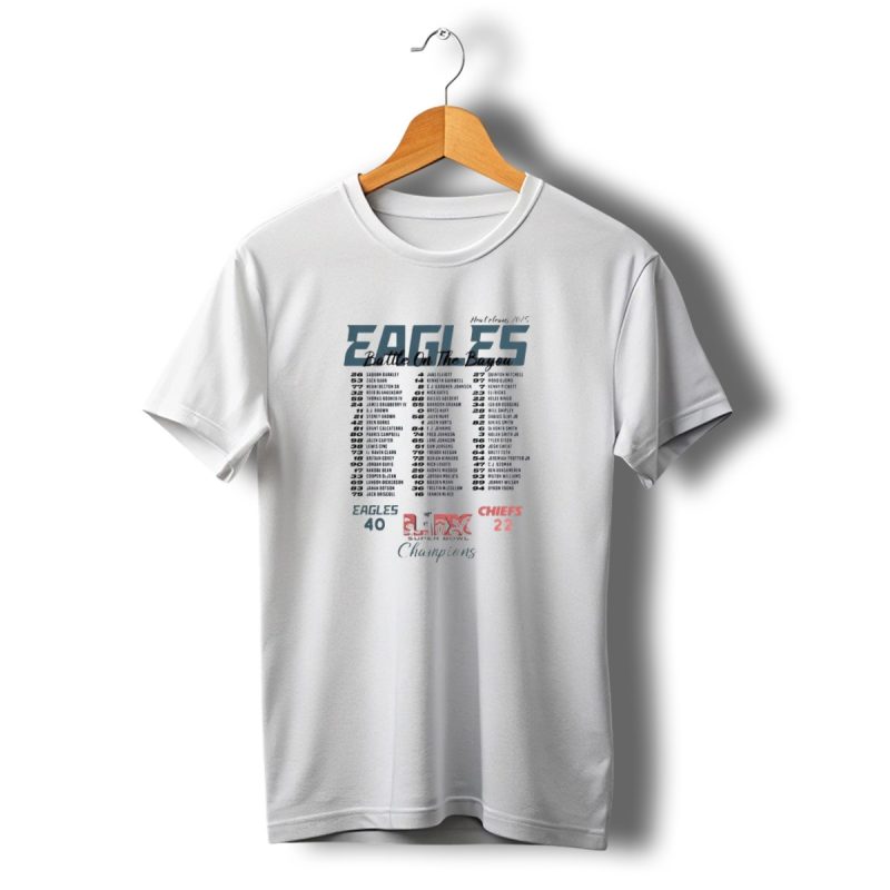 Philadelphia Eagles Battle On The Bayou Roster New Orleans 2025 Eagles 40 Chiefs 22 T Shirt T Shirt 1 1