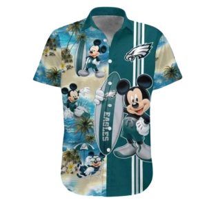 Philadelphia Eagles Mickey Mouse Surfing Hawaiian Shirt