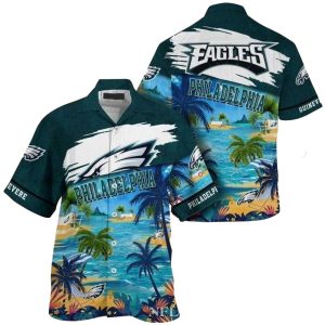 Personalized Philadelphia Eagles Beachside Spirit Coconut Island Hawaiian Shirt