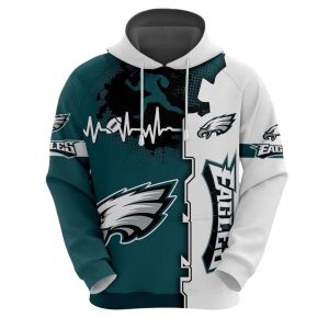 Philadelphia Eagles Beat Heart All Over Print Hoodie