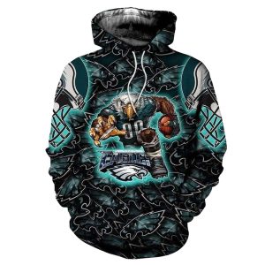 Philadelphia Eagles Big Logo Mascot All Over Print Hoodie
