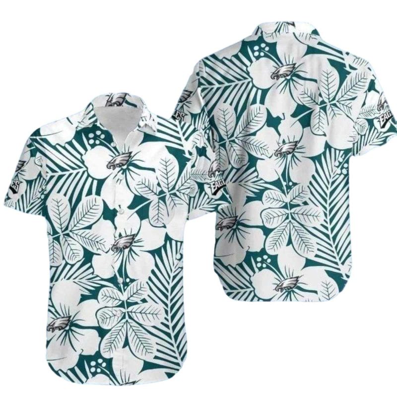 Philadelphia Eagles Botanical Elegance White Floral Hawaiian Shirt 1