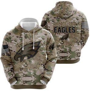 Philadelphia Eagles Camouflage Veteran All Over Print Hoodie