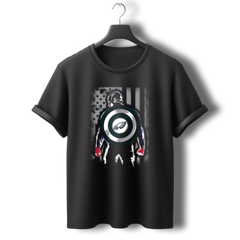 Philadelphia Eagles Captain America Shield American Flag T Shirt T Shirt 0 1