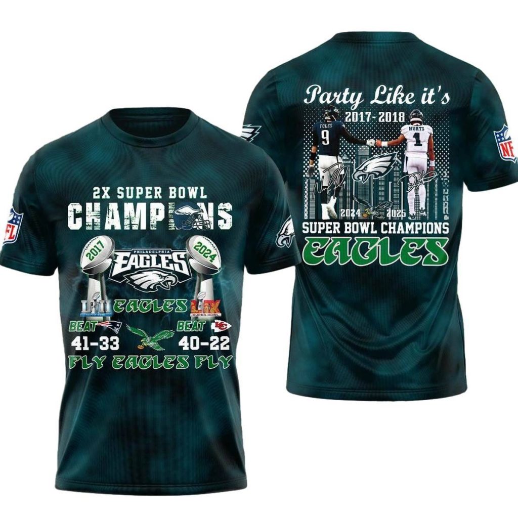 Philadelphia Eagles Champions Party Like It Is 2017 2018 Aop T Shirt