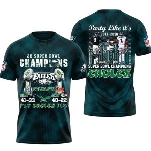 Philadelphia Eagles Champions Party Like It is 2017 2018 AOP T-Shirt