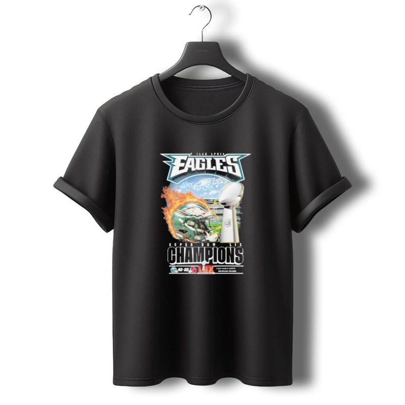 Philadelphia Eagles Champions Super Bowl Lix Beat Chiefs 40 22 Fly Eagles Fly Helmet Trophy T Shirt T Shirt 0 1