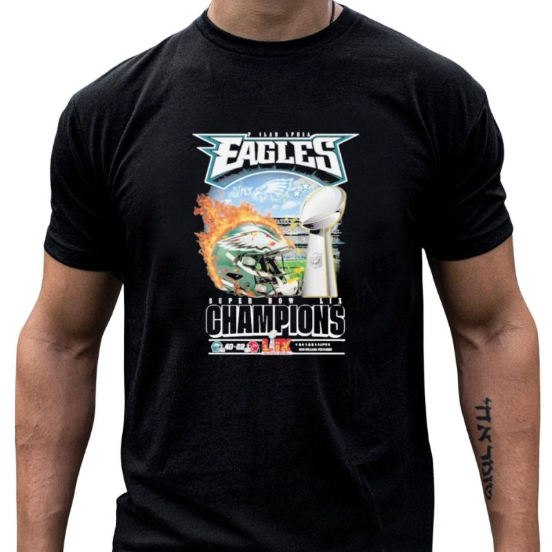 Philadelphia Eagles Champions Super Bowl Lix Beat Chiefs 40 22 Fly Eagles Fly Helmet Trophy T Shirt T Shirt 1 1
