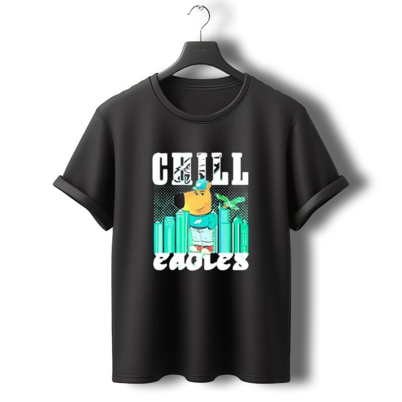 Philadelphia Eagles Chill Character With City Skyline And Cartoon Bird T Shirt T Shirt 0 1