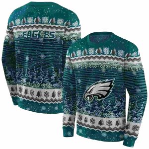 Philadelphia Eagles Christmas Trees Green AOP Sweatshirt