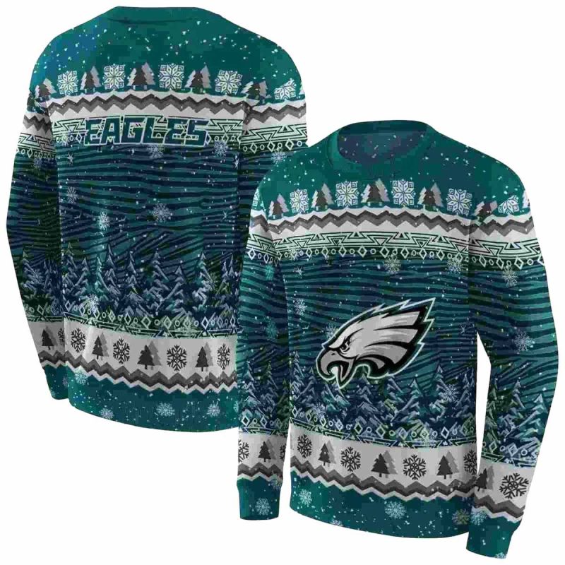 Philadelphia Eagles Christmas Trees Green Aop Sweatshirt 1 1