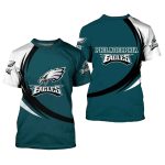 Philadelphia Eagles Curve Style Green AOP T-Shirt