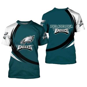 Philadelphia Eagles Curve Style Green AOP T-Shirt
