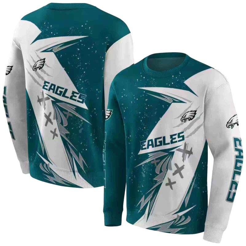 Philadelphia Eagles Dynamic Slash Green White Aop Sweatshirt 1