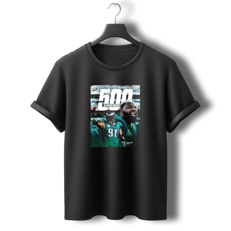 Philadelphia Eagles Fletcher Cox 500 Career Tackles Milestone Achievement T Shirt T Shirt 0 1