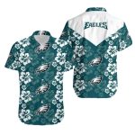 Philadelphia Eagles Floral Elegance Green Hibiscus Hawaiian Shirt