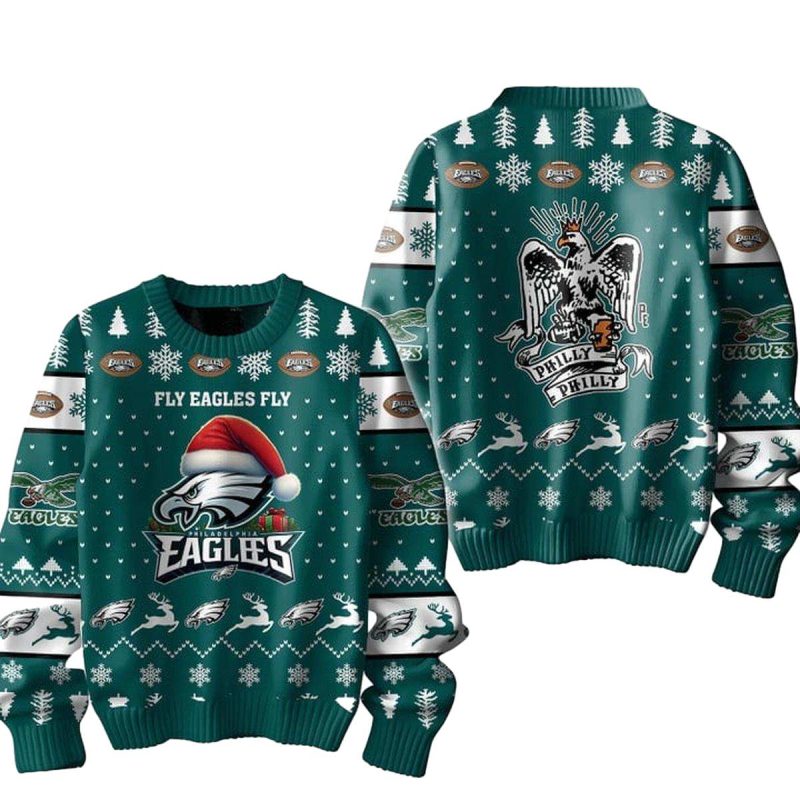 Philadelphia Eagles Fly Eagles Fly Philly Philly 2024 Christmas Ugly Sweater 2 Guqfu