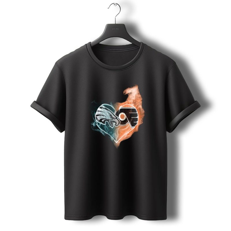 Philadelphia Eagles Flyers Heart Logo Fusion T Shirt T Shirt 0 1