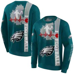 Philadelphia Eagles Football Heartbeat Green AOP Sweatshirt