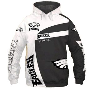 Philadelphia Eagles Black And White All Over Print Hoodie