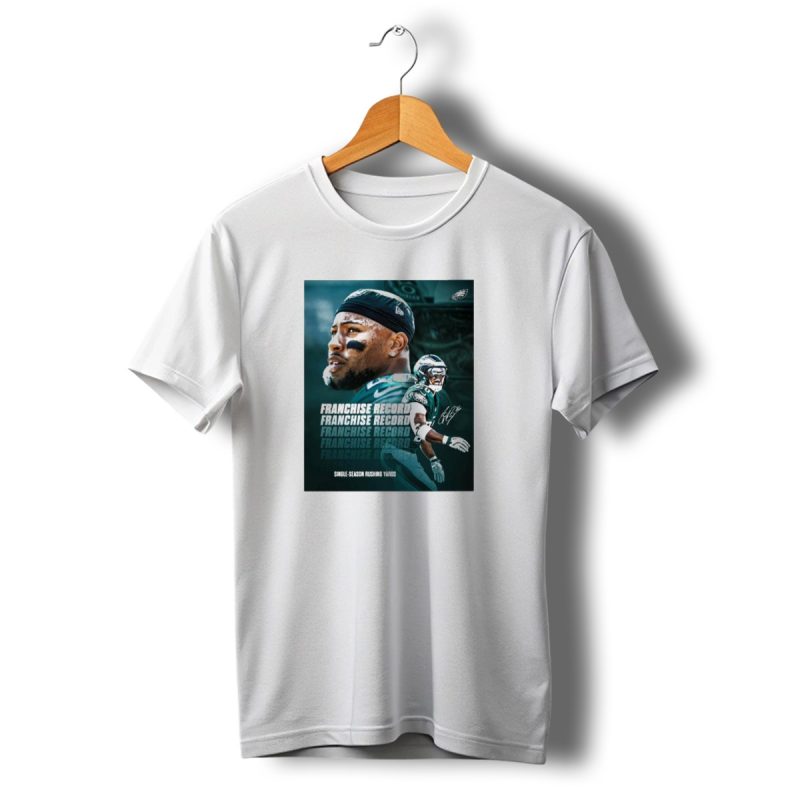 Philadelphia Eagles Franchise Record Single Season Rushing Yards Saquon Barkley Signature T Shirt T Shirt 1 1