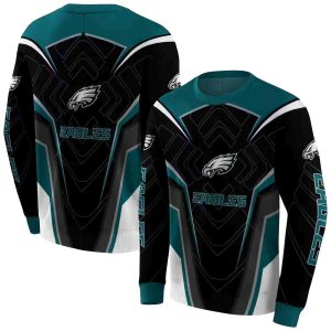Philadelphia Eagles Futuristic Pattern Green Black AOP Sweatshirt