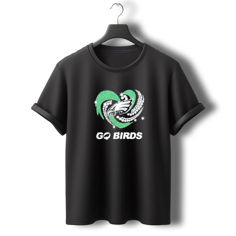 Philadelphia Eagles Go Birds Sparkling Heart T Shirt T Shirt 0 1