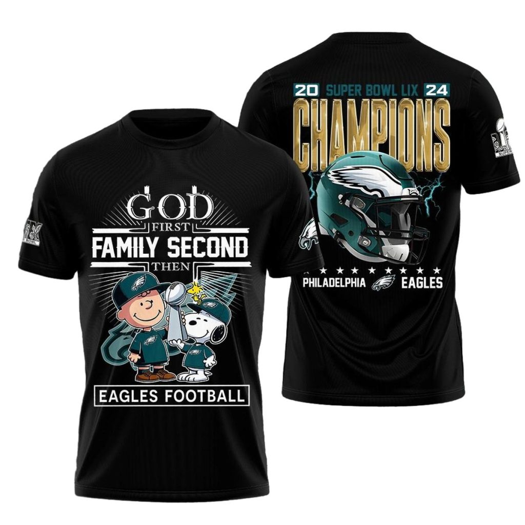 Philadelphia Eagles God First Family Second Eagles Football Aop T Shirt
