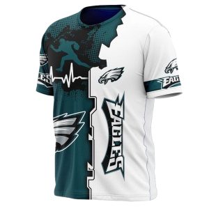 Philadelphia Eagles Graphic Heart ECG line AOP T-Shirt