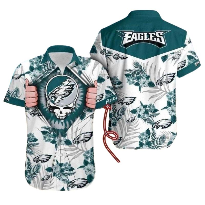 Philadelphia Eagles Grateful Dead Custom Name Hawaiian Shirt 1