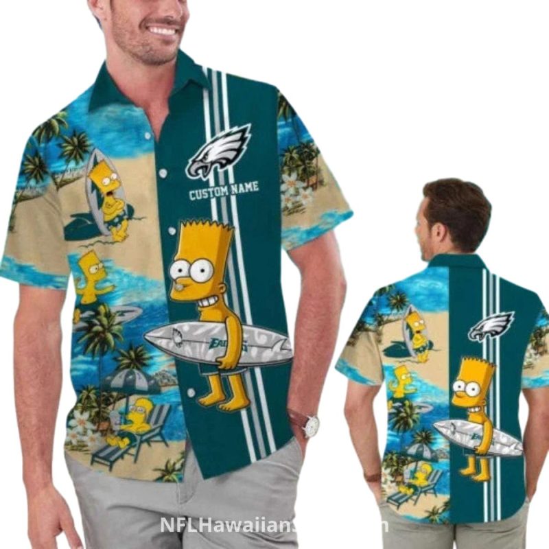 Philadelphia Eagles Hawaiian Shirt Bart Simpson Surf Style 1 3 1024X1024 1