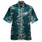 Philadelphia Eagles Classic Logo And Flowers Hawaiian Shirt