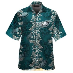 Philadelphia Eagles Classic Logo And Flowers Hawaiian Shirt