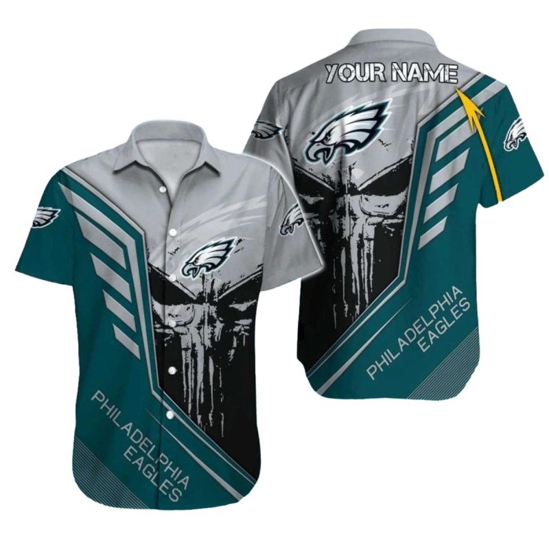 Philadelphia Eagles Hawaiian Shirt Dark Skull And Grunge Theme 1 3 1024X1024 1
