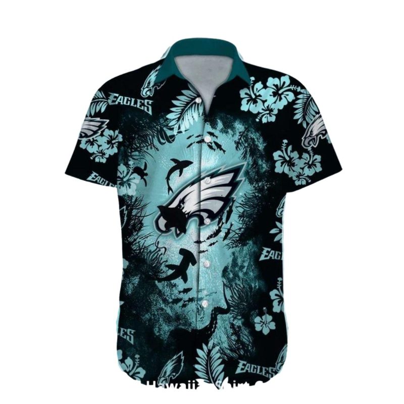 Philadelphia Eagles Hawaiian Shirt Deep Sea Shark Pattern 1 3 1024X1024 1