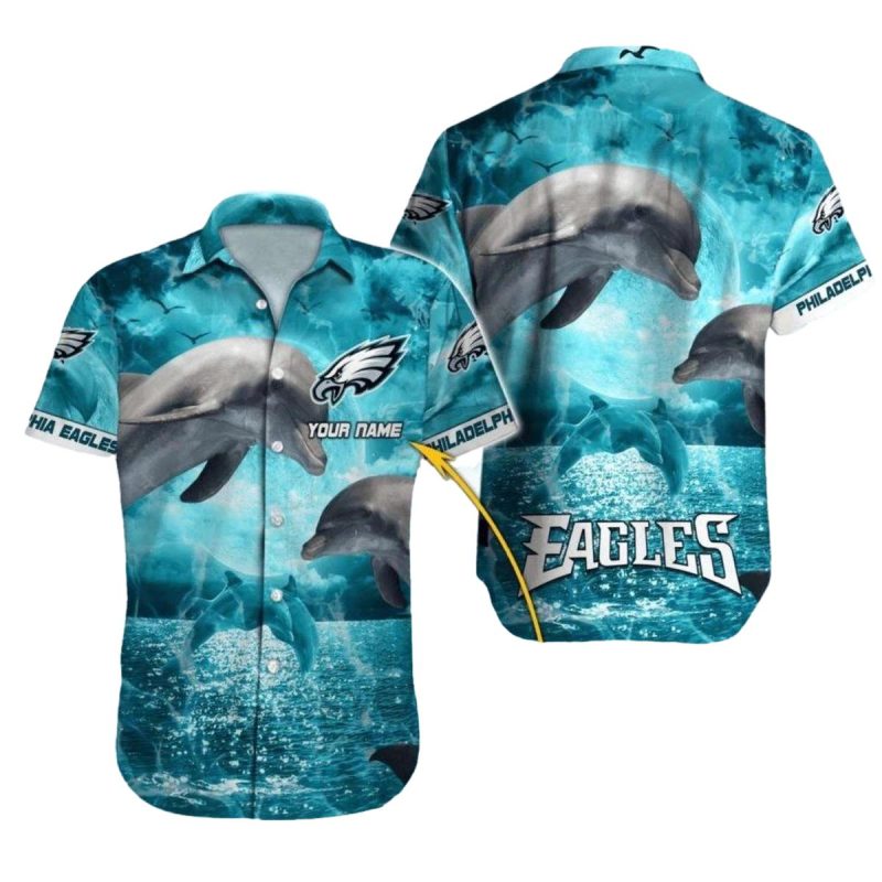 Philadelphia Eagles Hawaiian Shirt Dolphin Ocean Night Scene 1 3 1024X1024 1