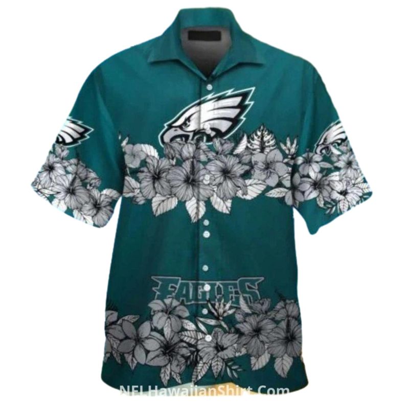 Philadelphia Eagles Hawaiian Shirt Floral Black And White 1 3 1024X1024 1